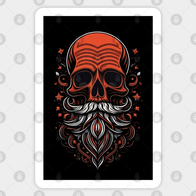 Red Skull Beard Kraken Sticker by DeathAnarchy